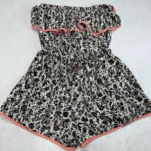 Rewind Romper Women's Large Off the Shoulder Flounce Flowy Floral‎ Polyester